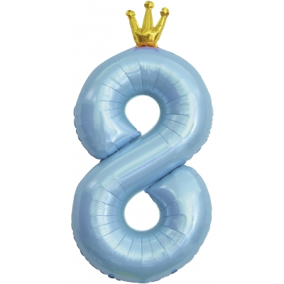 Шар цифра с короной 8 Голубая