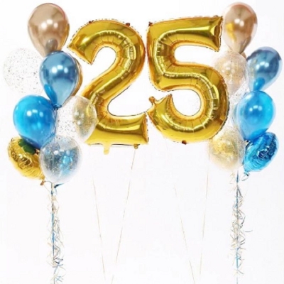 Набор из воздушных шаров " 25 лет " с конфетти