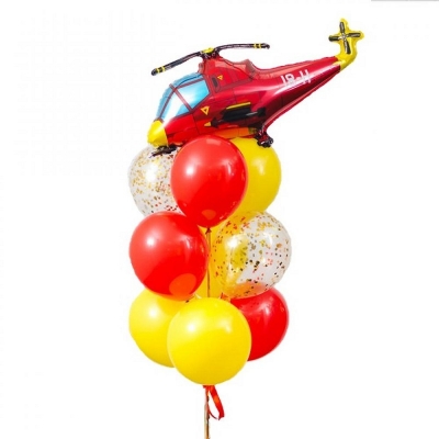 Букет из шаров " Красный вертолет "