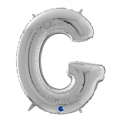 Шар фольгированная буква G серебро 66 см