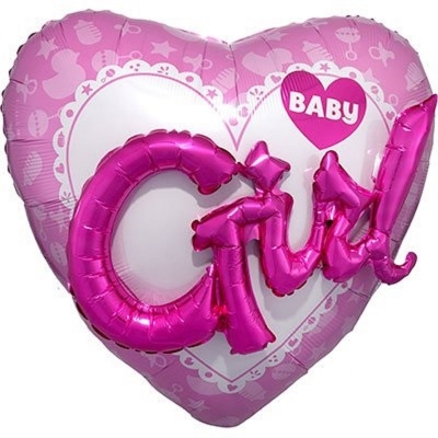 Воздушный шар фигура Baby Girl сердце розовое 81 см
