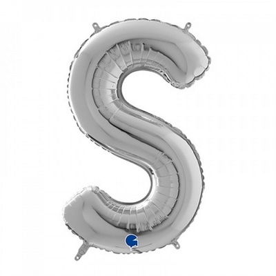 Шар фольгированная буква S серебро 66 см