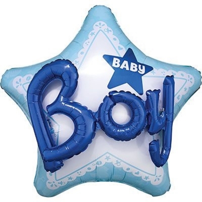 Воздушный шар фигура Baby Boy звезда голубая 81 см