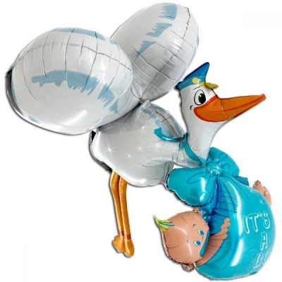 Ходячий воздушный шар Аист голубой  157 см