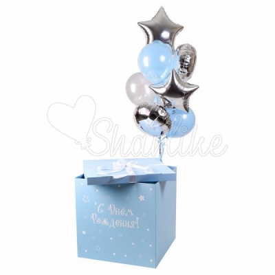 Коробка с шарами " С днем рождения "