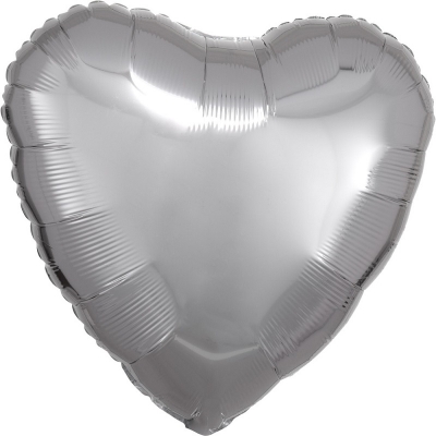 Большой шар сердце " Серебро " 45 см